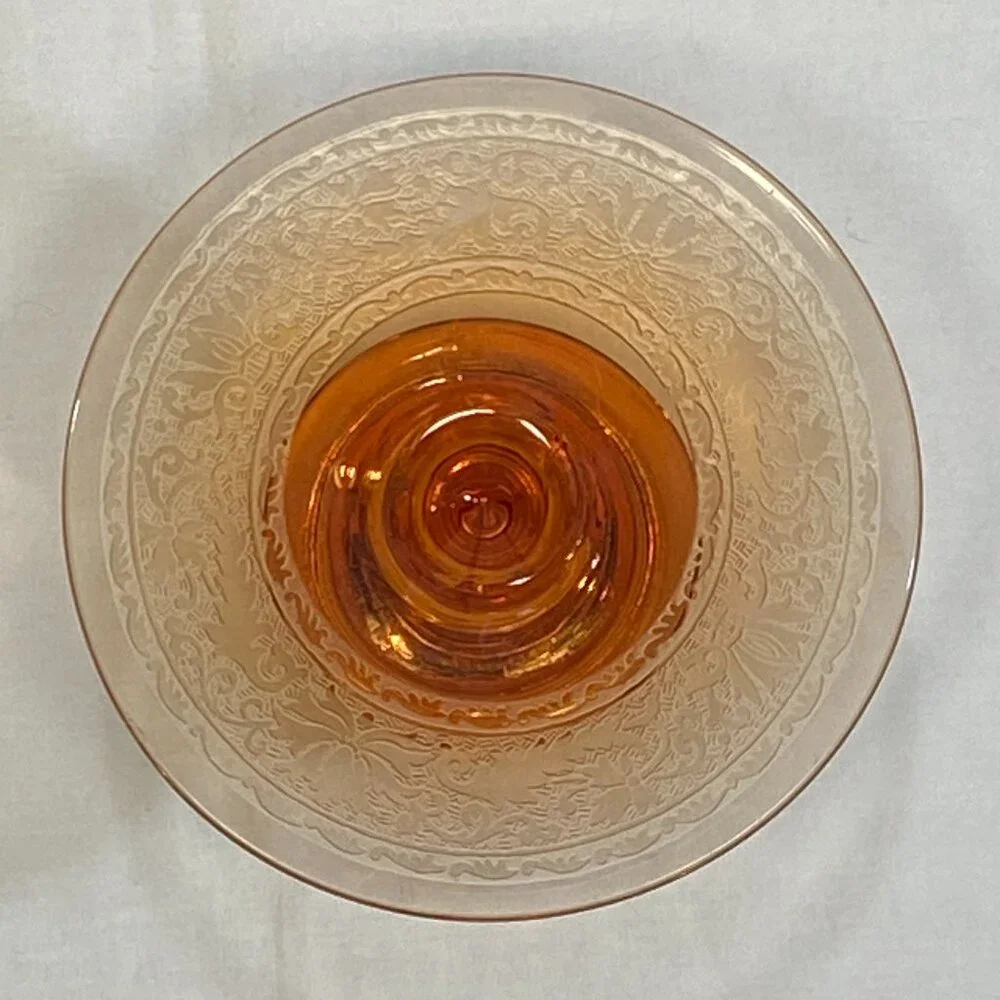 Fostoria Royal Amber Etched #2362 Single Candlestick Vintage Depression Glass